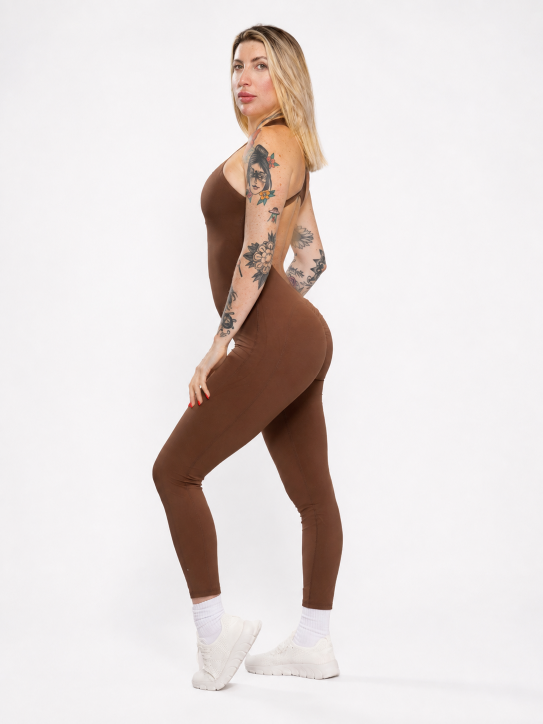 Aspen Sculpt Jumpsuit — Brown