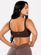 Savannah Straight-Neck Top — Brown