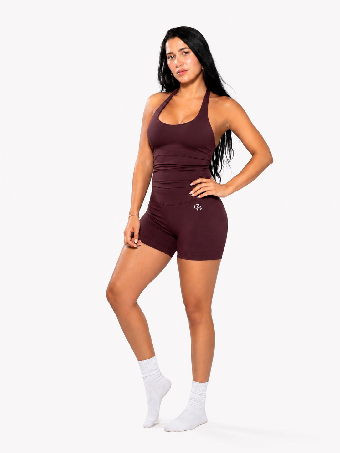Maui Wide-Strap Bodysuit Top — Burgundy